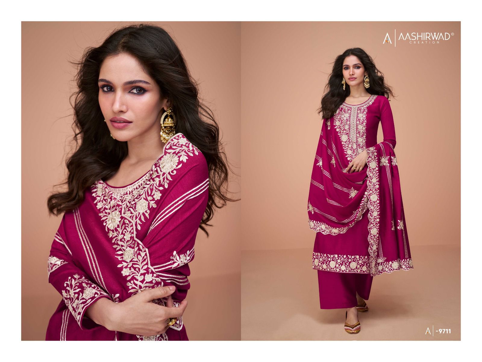 Aashirwad Benchmark Wholesale Premium Silk Straight Salwar Suits