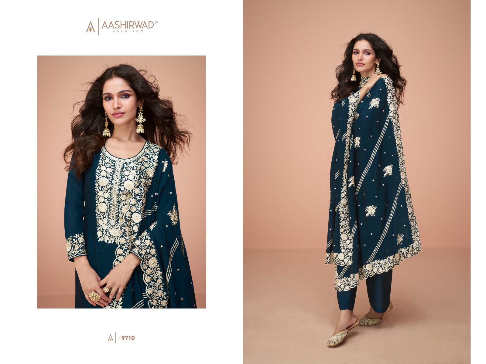 Aashirwad Benchmark Wholesale Premium Silk Straight Salwar Suits