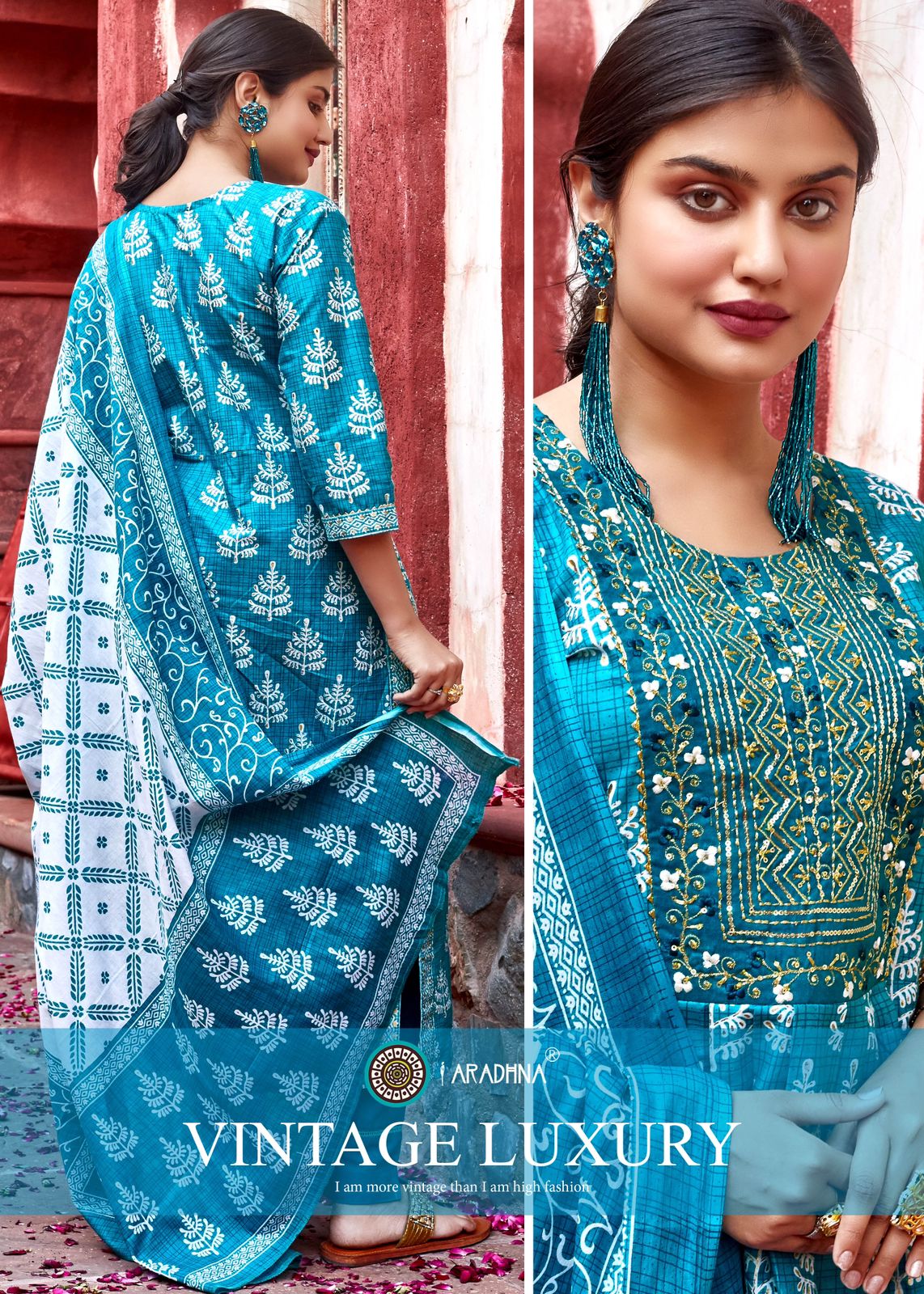 ARADHNA FASHION VINTAGE VOL 1 FANCY COTTON NAYRA CUT KURTI WITH PANT AND DUPATTA CATALOG