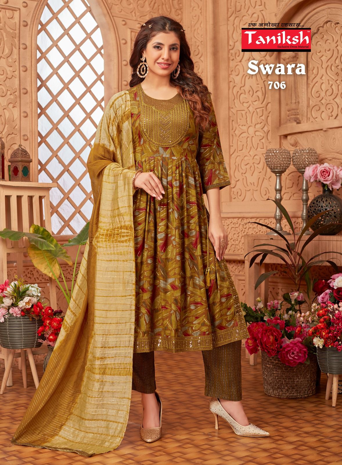 Taniksh Swara Vol-7 Wholesale Nyra Cut Top With Pants And Dupatta