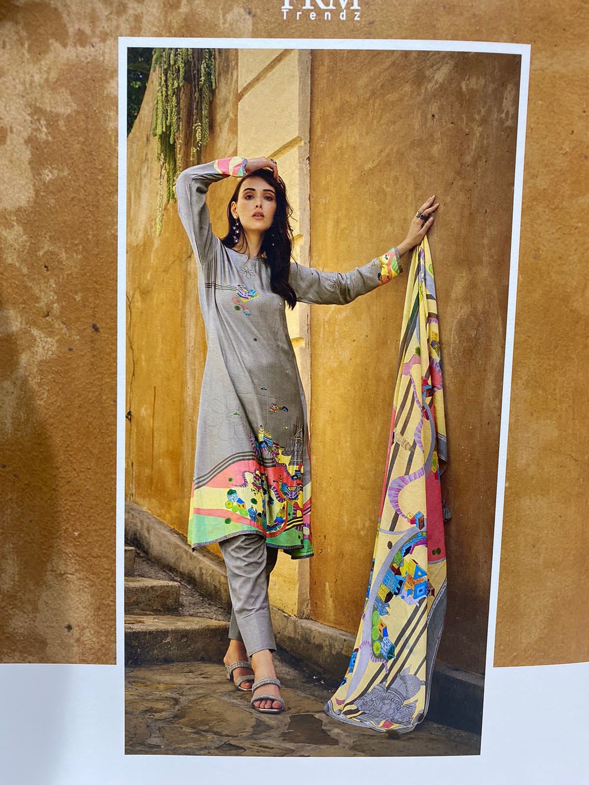 PRM Khalish Wholesale Pure Muslin Silk With Embroidery Work Dress Material