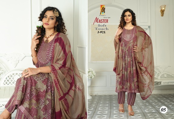 Master Soft Touch Wholesale Rayon Foil Print Nyra Cut Top With Pants And Dupatta