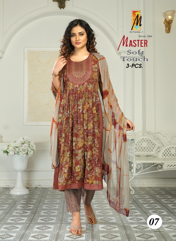 Master Soft Touch Wholesale Rayon Foil Print Nyra Cut Top With Pants And Dupatta