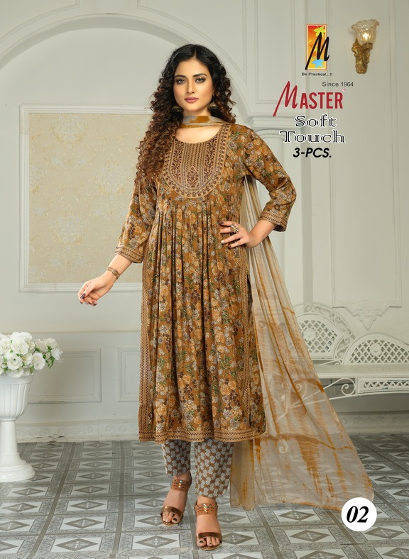 Master Soft Touch Wholesale Rayon Foil Print Nyra Cut Top With Pants And Dupatta