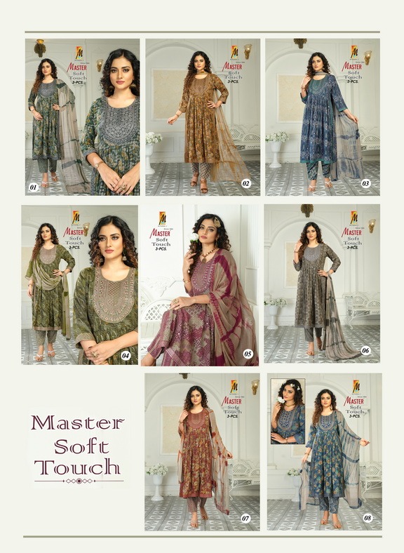 Master Soft Touch Wholesale Rayon Foil Print Nyra Cut Top With Pants And Dupatta