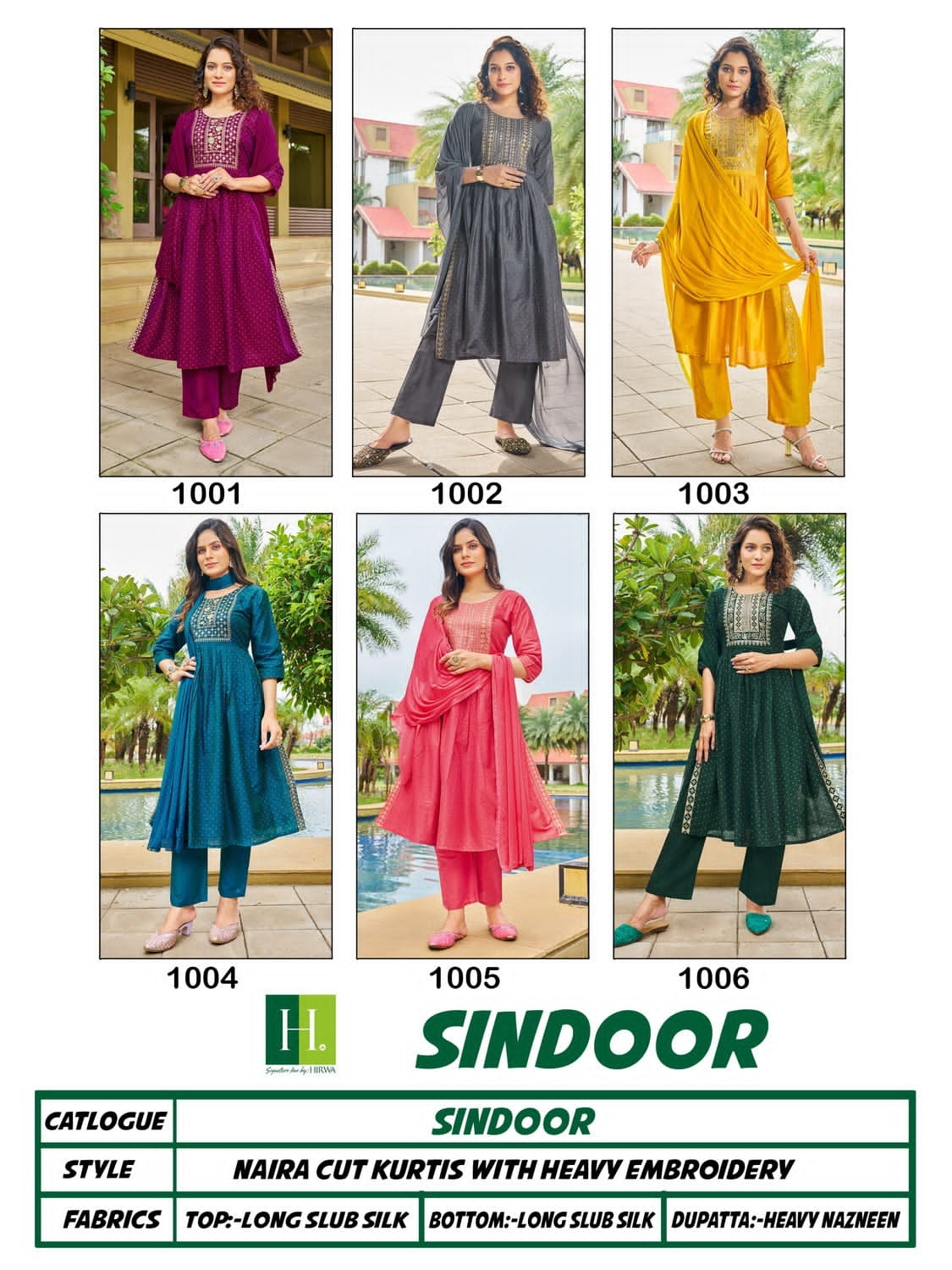 HIRWA PRESENT SINDOOR FESTIVE WEAR NAYRA CUT KURTI WITH PANT AND DUPATTA CATALOG