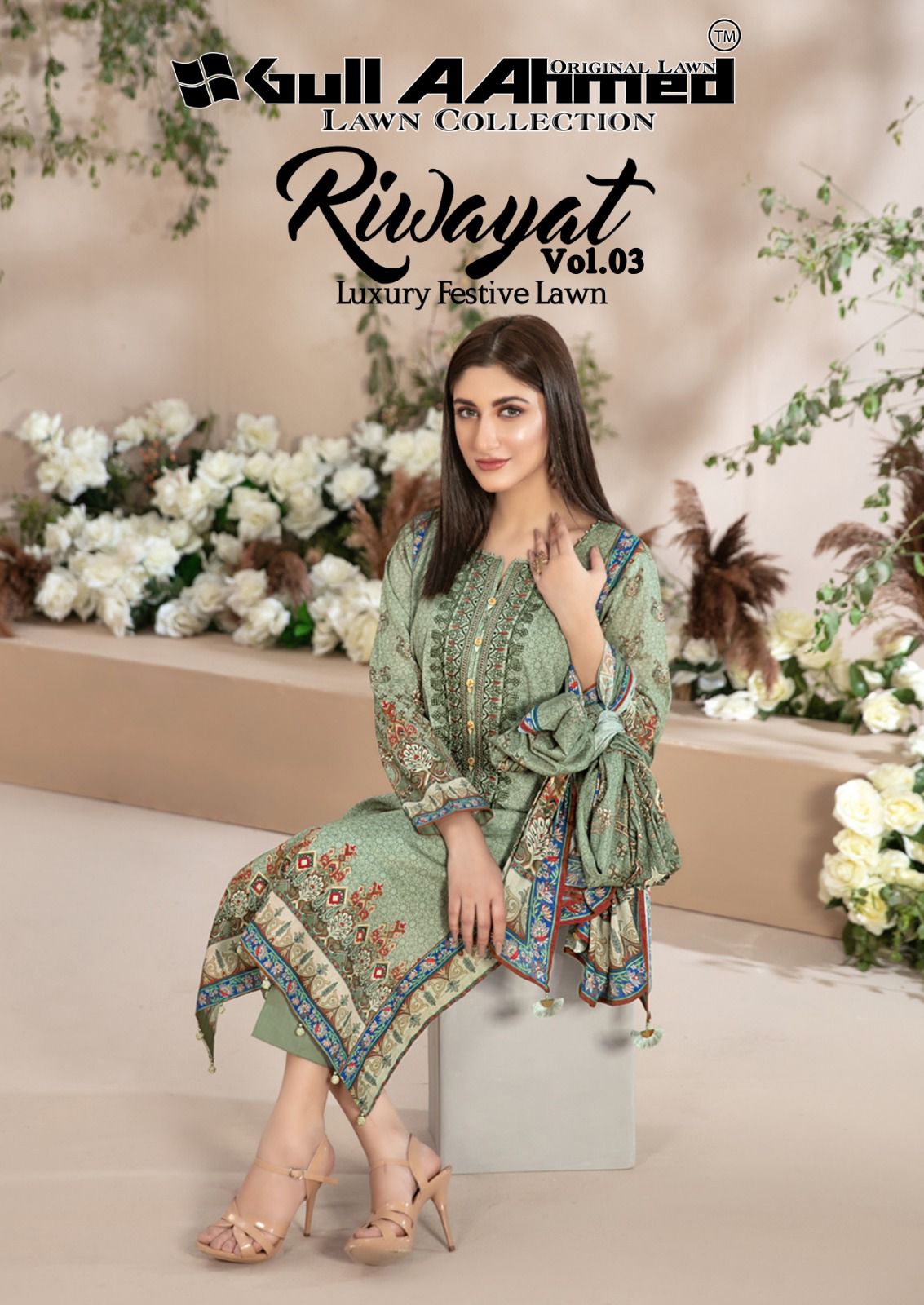 Gull Aahmed Riwayat Vol-3 Wholesale Karachi Print Printed Dress Material