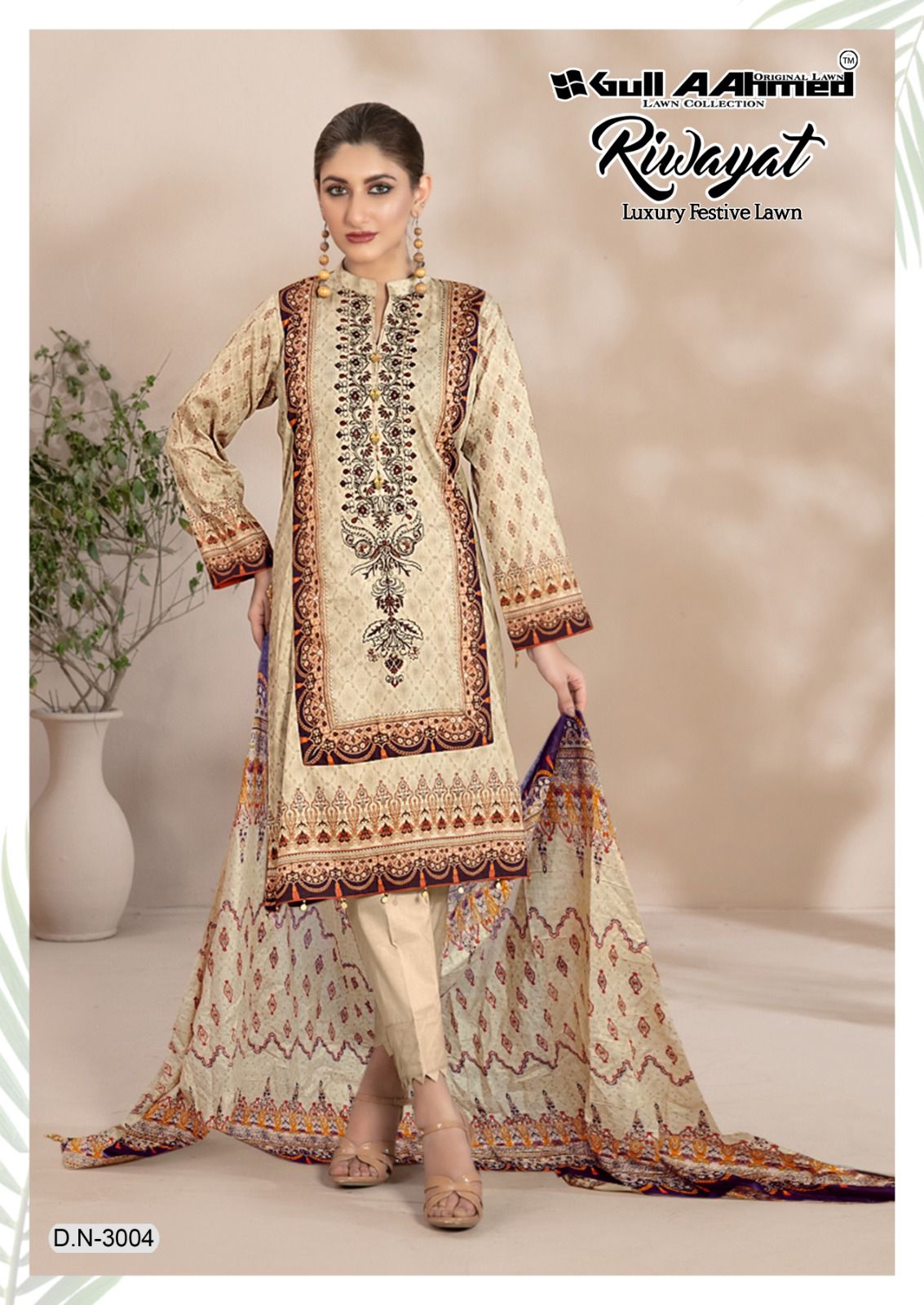 Gull Aahmed Riwayat Vol-3 Wholesale Karachi Print Printed Dress Material