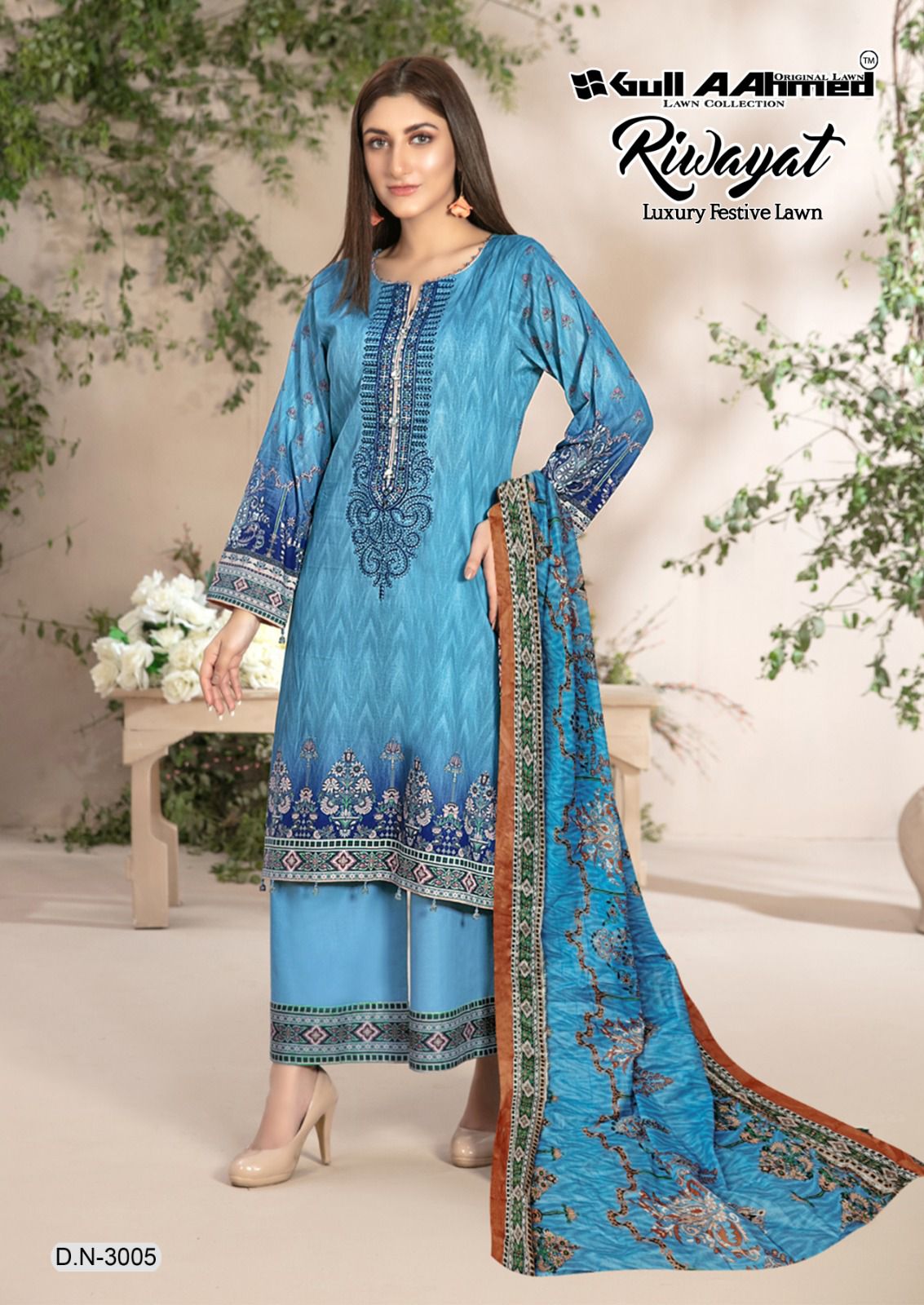 Gull Aahmed Riwayat Vol-3 Wholesale Karachi Print Printed Dress Material
