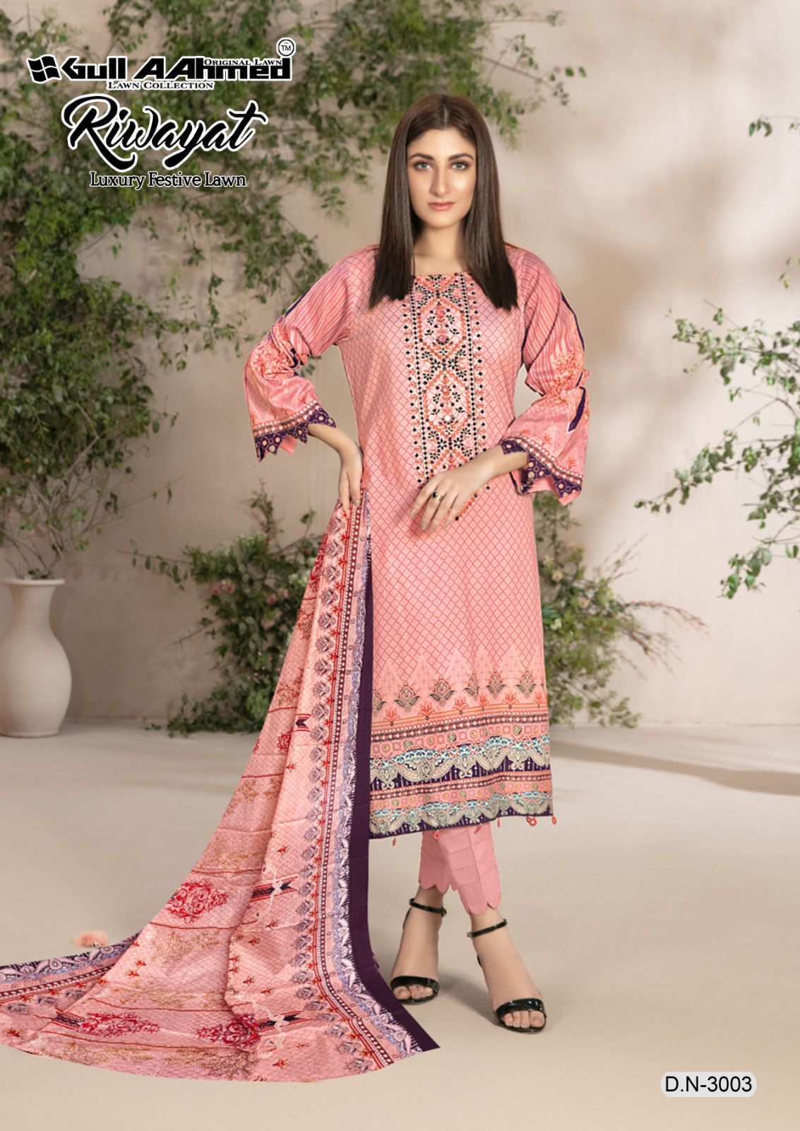 Gull Aahmed Riwayat Vol-3 Wholesale Karachi Print Printed Dress Material