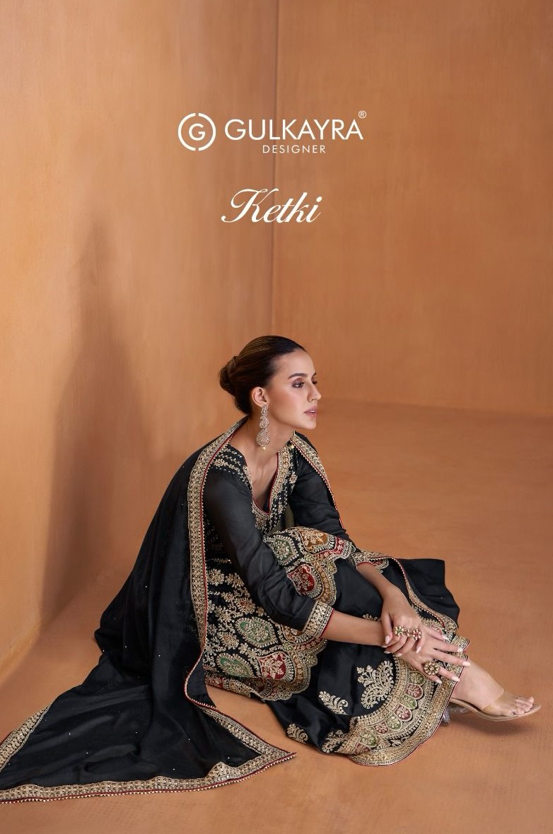 GULKAYRA DESIGNER PRESENT KETKI PARTY WEAR HEAVY DESIGNER READYMADE 3 PEICE SUIT CATALOG