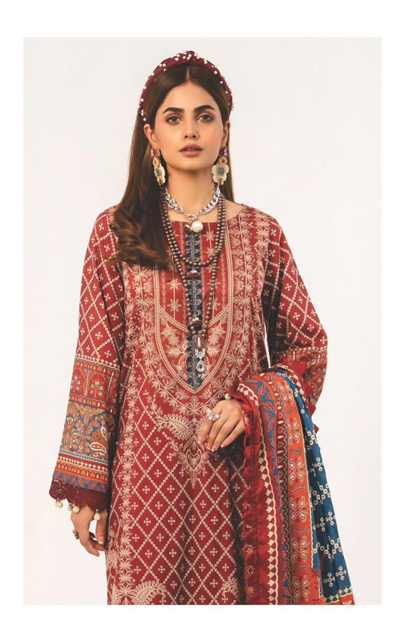 Hala Zafira Vol-3 Heavy Dupatta Wholesale Karachi Print Dress Material