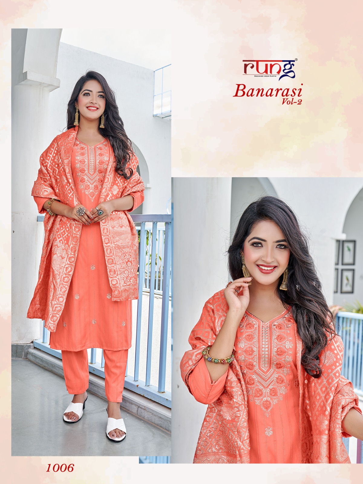 Rung Banarasi Vol-2 Wholesale Kurti With Pant And Dupatta Catalog