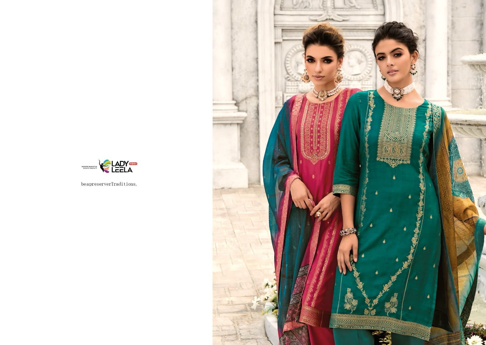 Lady Leela Libaas Wholesale Pure Jacquard Kurtis With Pants And Dupatta