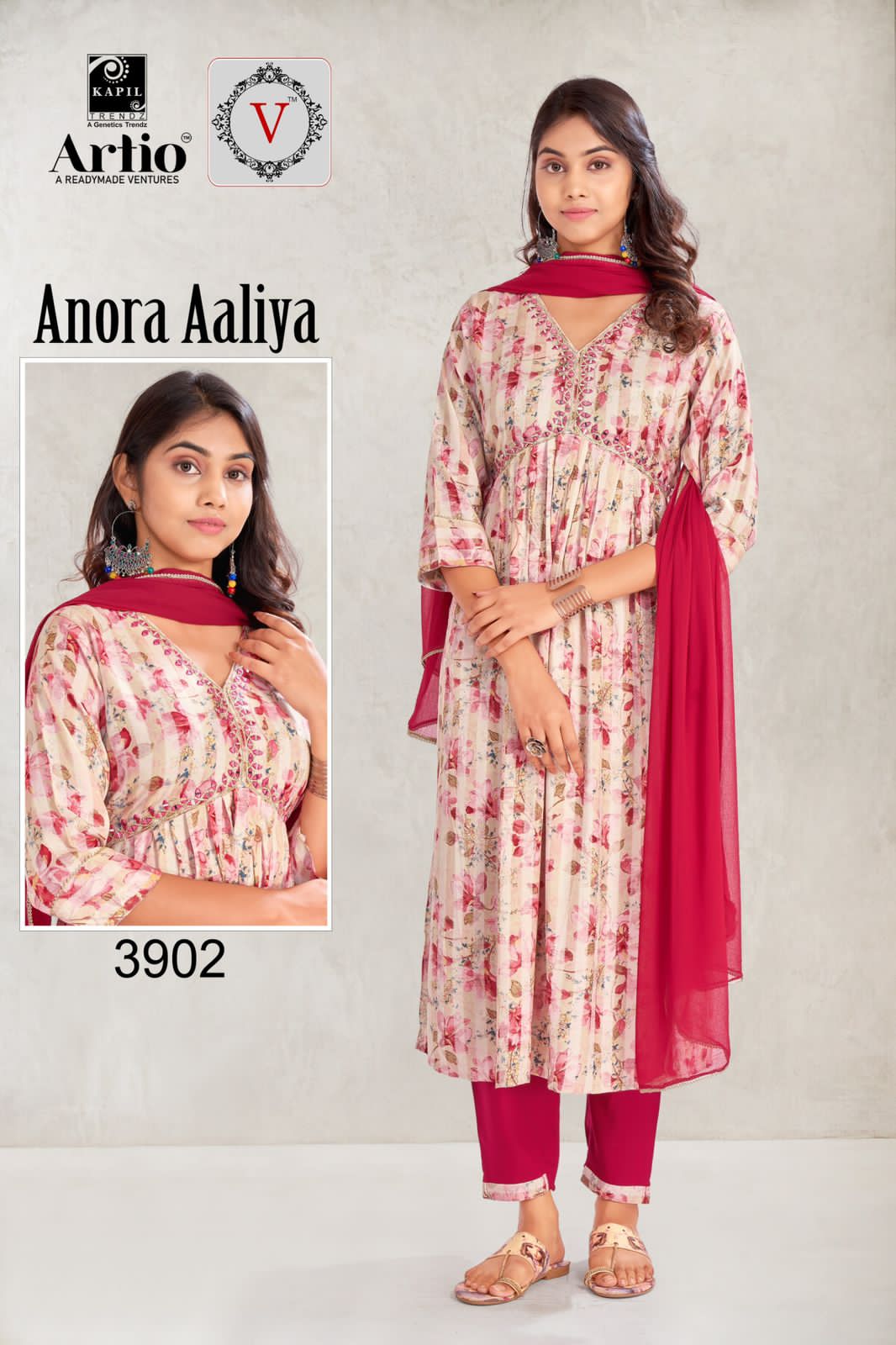 Artio Anora Aaliya Wholesale Aliya Cut Kurtis With Pant And Dupatta