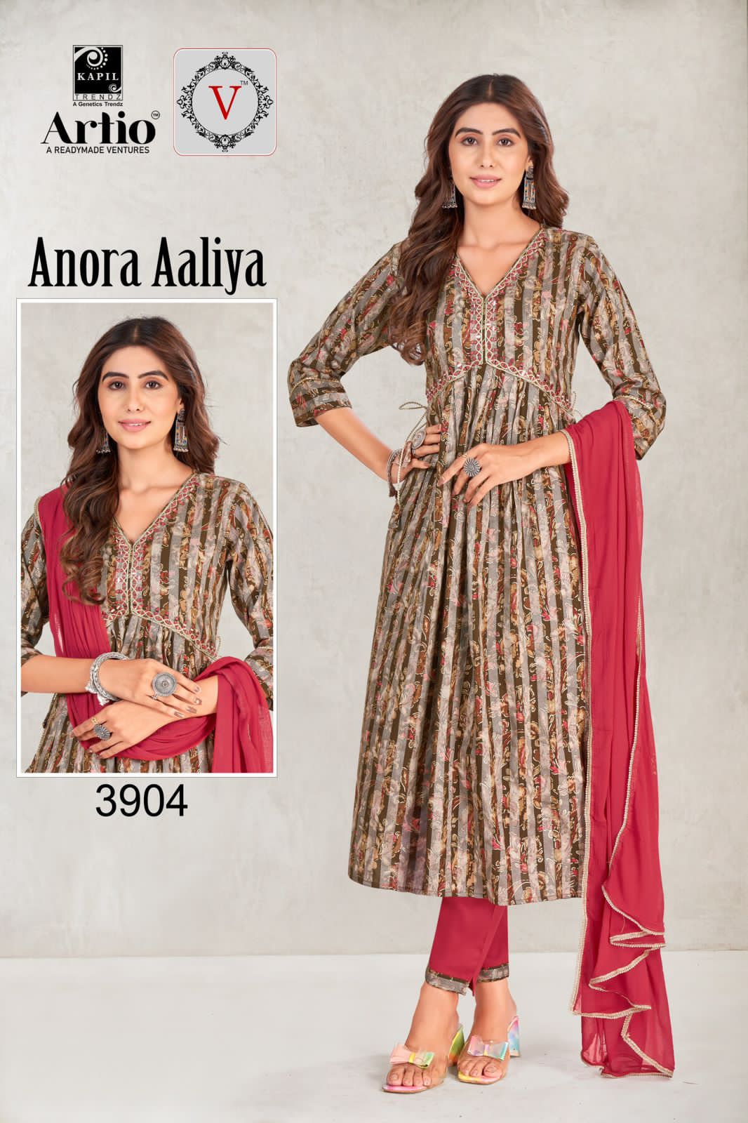 Artio Anora Aaliya Wholesale Aliya Cut Kurtis With Pant And Dupatta