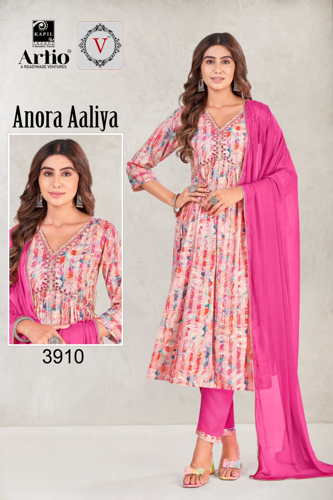 Artio Anora Aaliya Wholesale Aliya Cut Kurtis With Pant And Dupatta