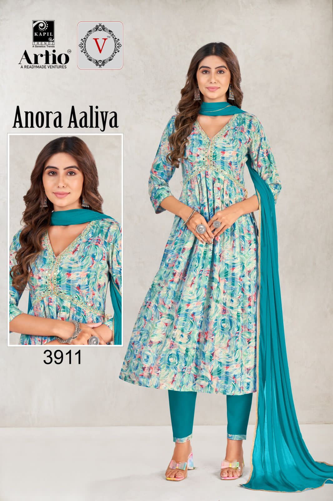 Artio Anora Aaliya Wholesale Aliya Cut Kurtis With Pant And Dupatta