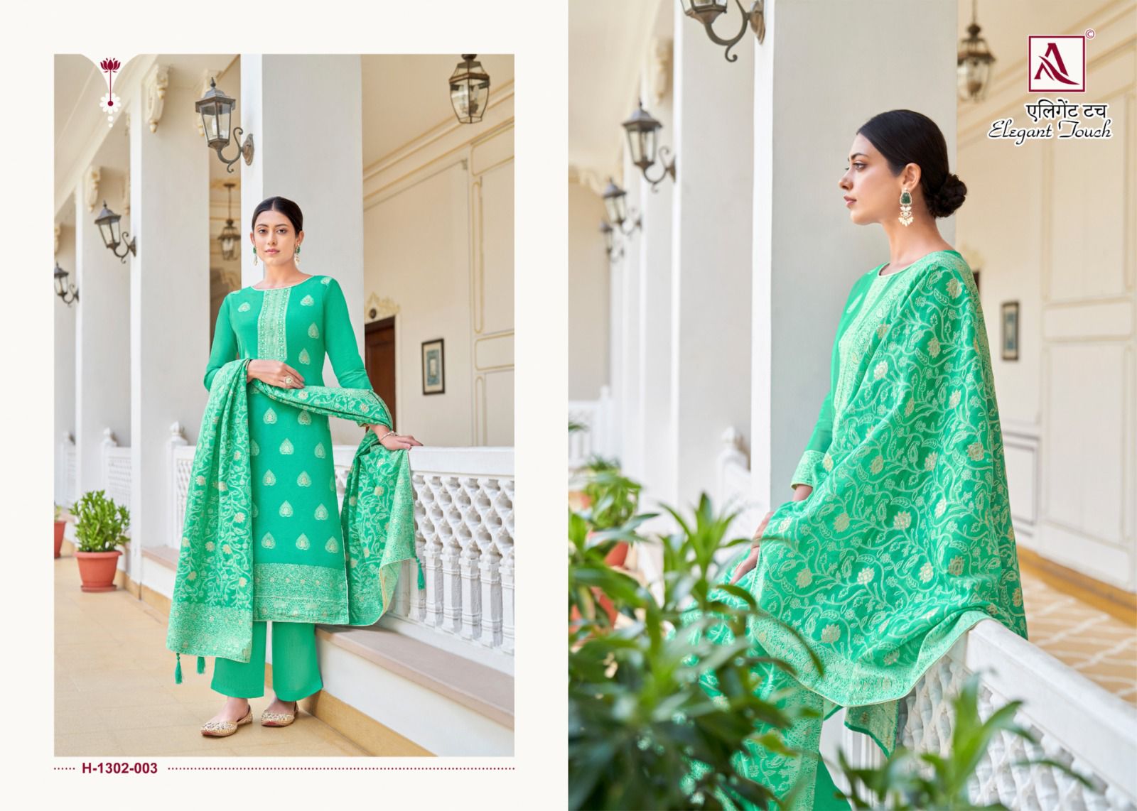 Alok Elegant Touch Wholesale Cotton Dyed With Thread Work And Swarovski Diamond Dress Material