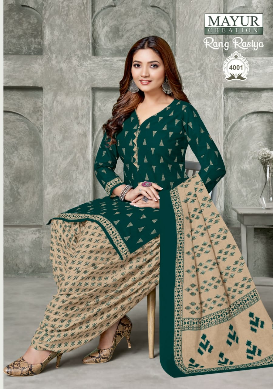 Mayur Rang Rasiya Vol-4 Wholesale Heavy Cotton Fabrics Dress Material