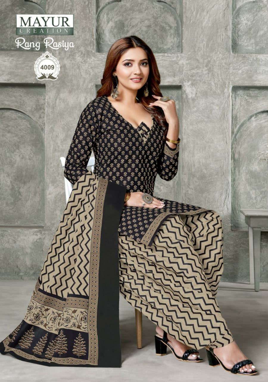 Mayur Rang Rasiya Vol-4 Wholesale Heavy Cotton Fabrics Dress Material