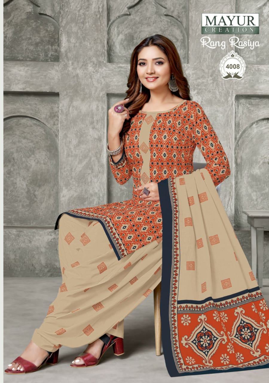Mayur Rang Rasiya Vol-4 Wholesale Heavy Cotton Fabrics Dress Material
