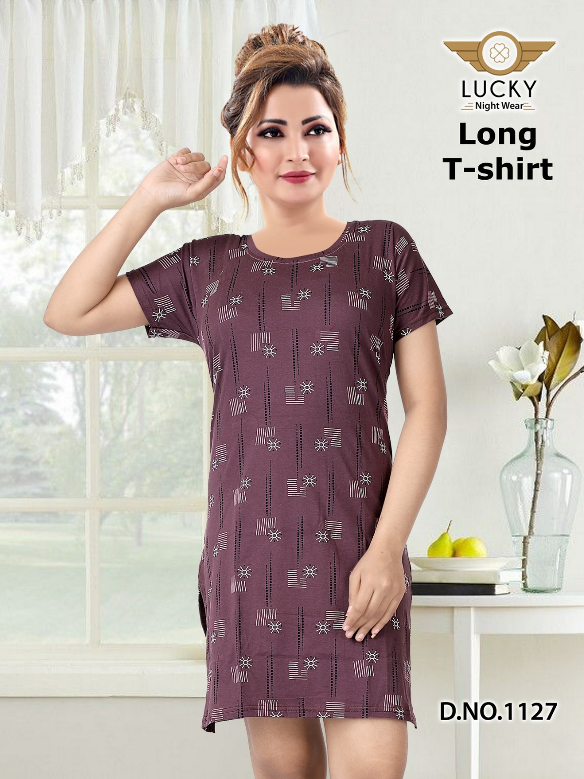 Lucky Long T-Shirt Wholesale Night Wear Long T-Shirt