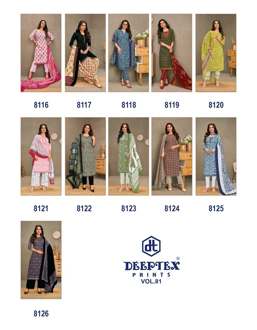 Deeptex Miss India Vol-81 Wholesale Pure Cotton Printed Dress Material