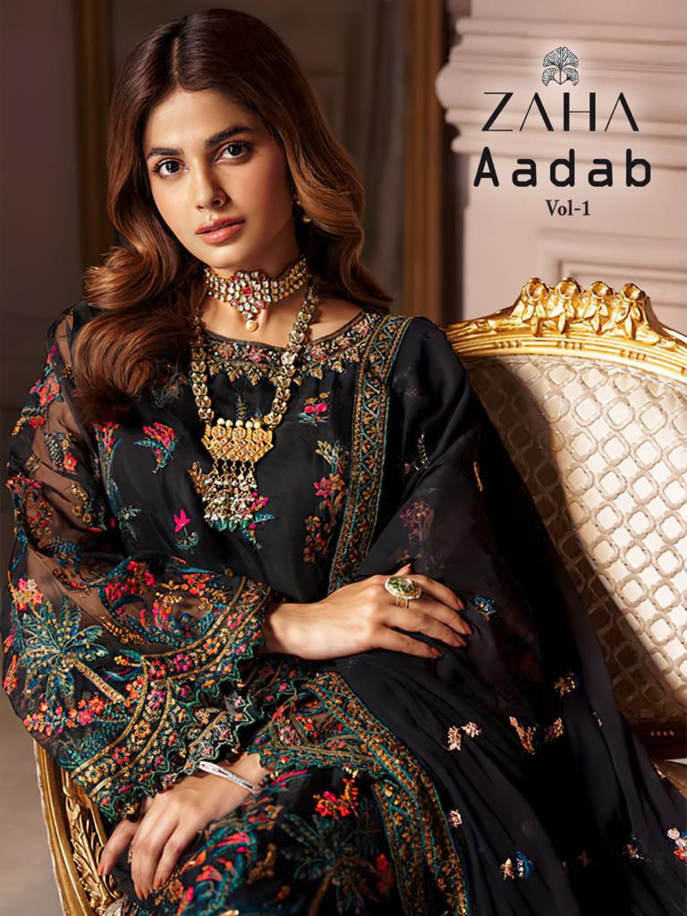 ZAHA PRESENT AADAB VOL 1 PAKISTANI HEAVY EMBROIDERY UNSTICHED SALWAR KAMEEZ EXCLUSIVE COLLECTION