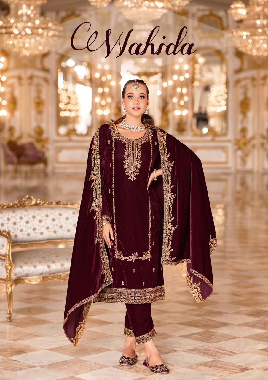 Sargam Wahida Wholesale 9000 Velvet With Embroidery Winter Suits