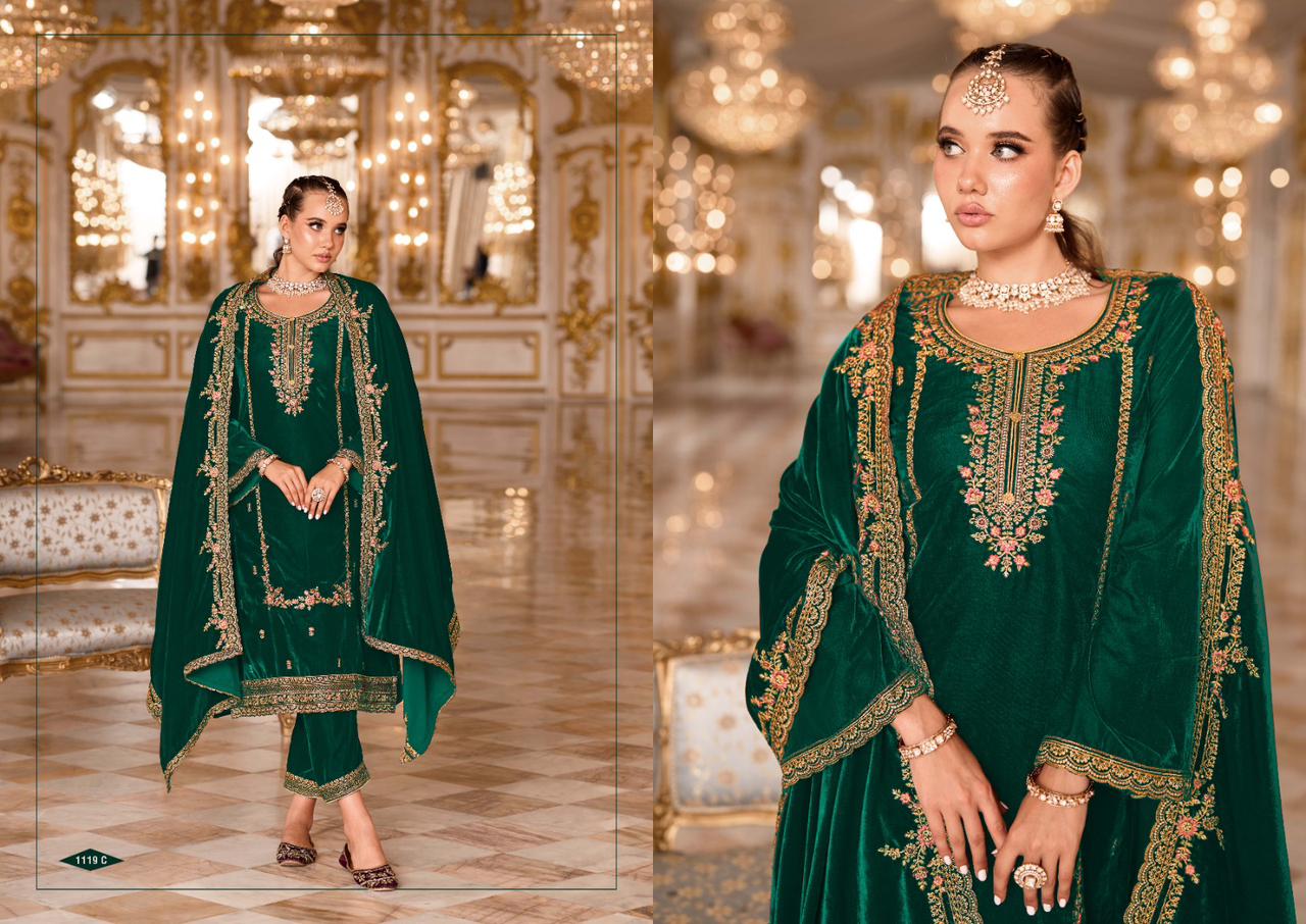 Sargam Wahida Wholesale 9000 Velvet With Embroidery Winter Suits