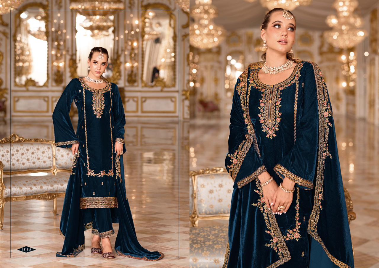 Sargam Wahida Wholesale 9000 Velvet With Embroidery Winter Suits