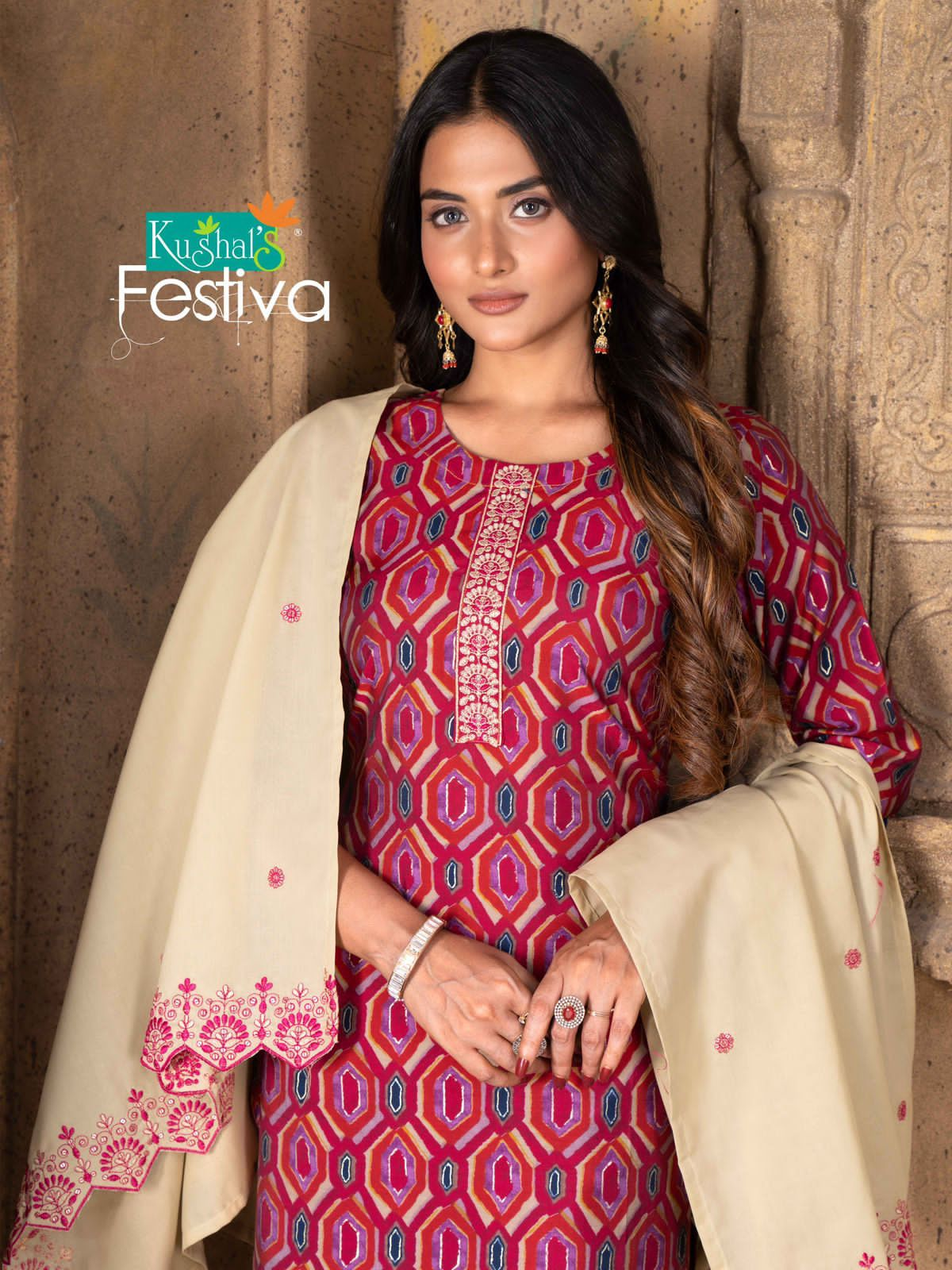 Kushals Festiva Wholesale Readymade 3 Piece Dresses