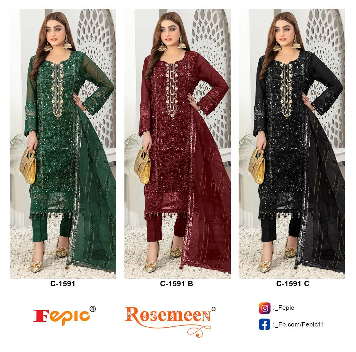Fepic Rosemeen C-1591 Wholesale Pakistani Concept Pakistani Suits