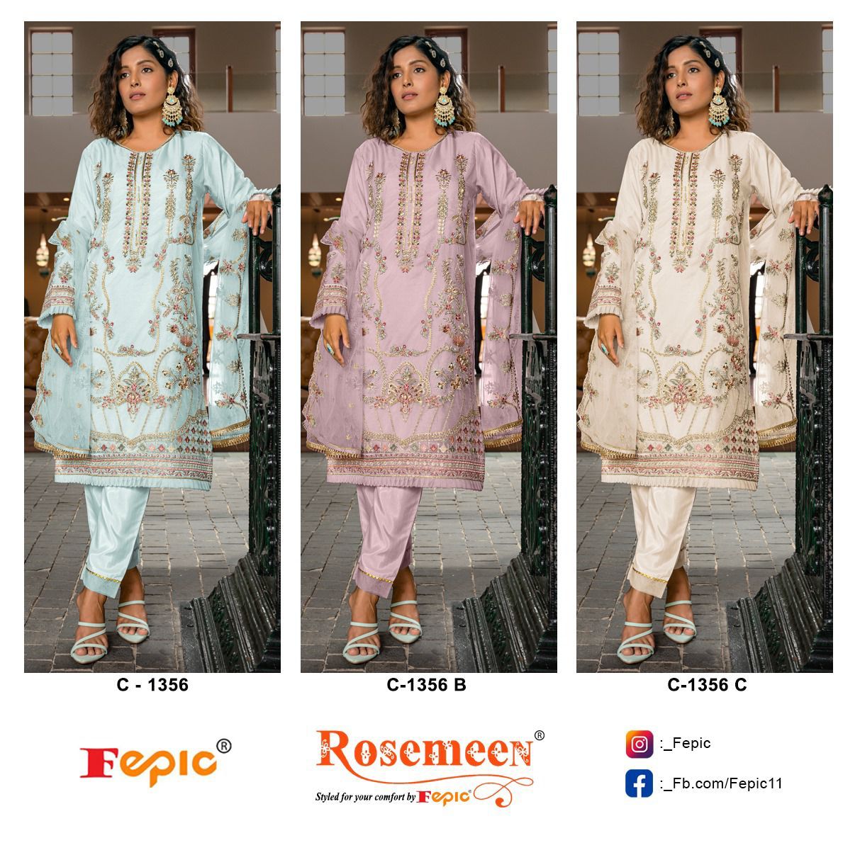 Fepic Rosemeen C-1356 Wholesale Pakistani Concept Pakistani Suits
