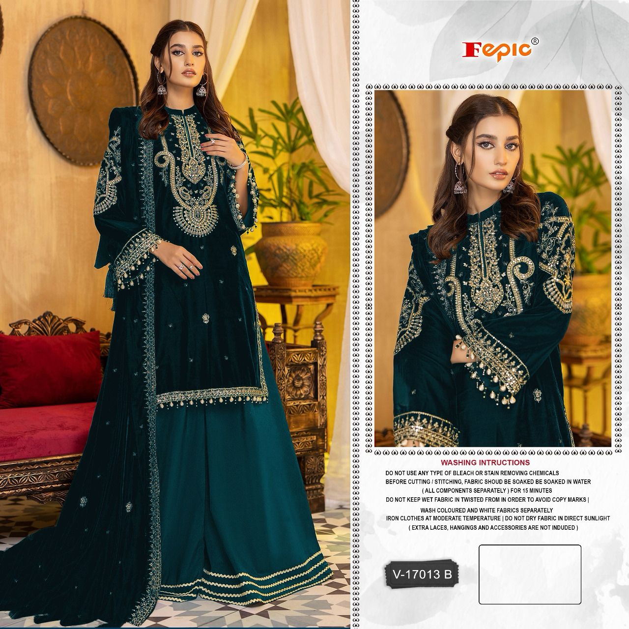 Fepic Rosemeen V-17013 Wholesale Velvet Embroidery Pakistani Suits