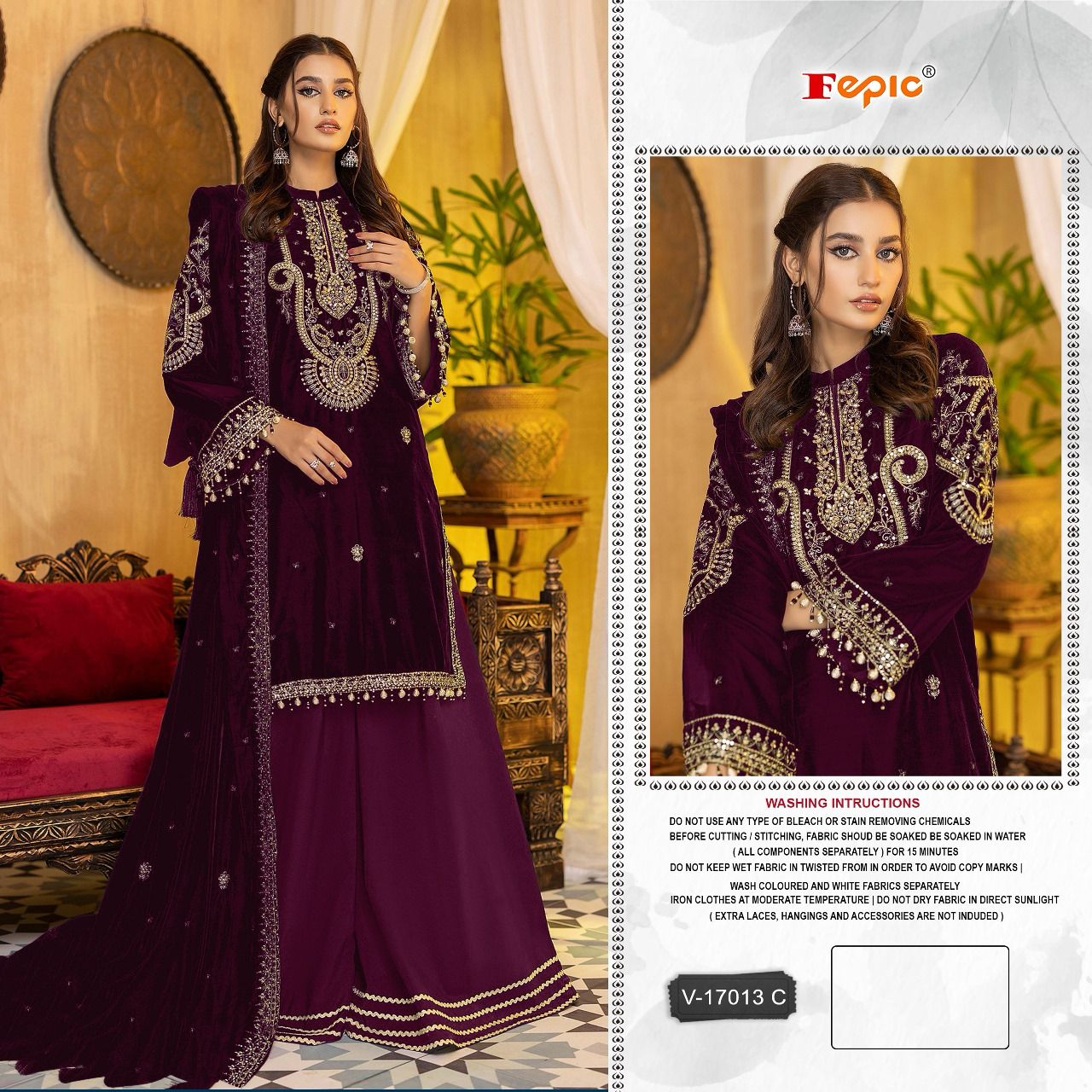 Fepic Rosemeen V-17013 Wholesale Velvet Embroidery Pakistani Suits