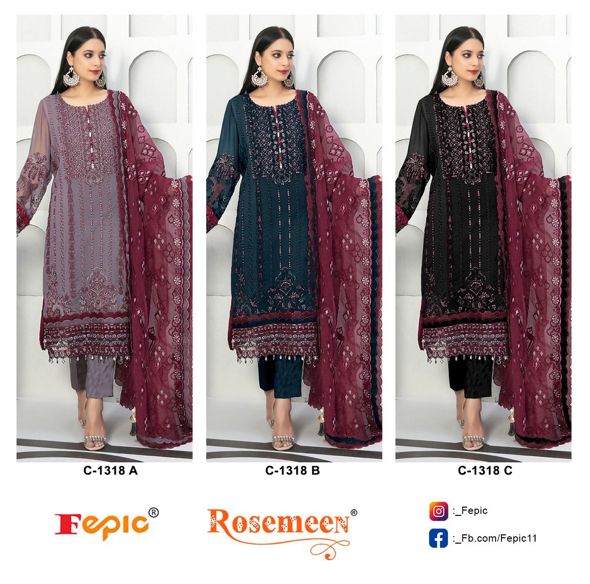 Fepic Rosemeen C-1318 Wholesale Pakistani Concept Pakistani Suits