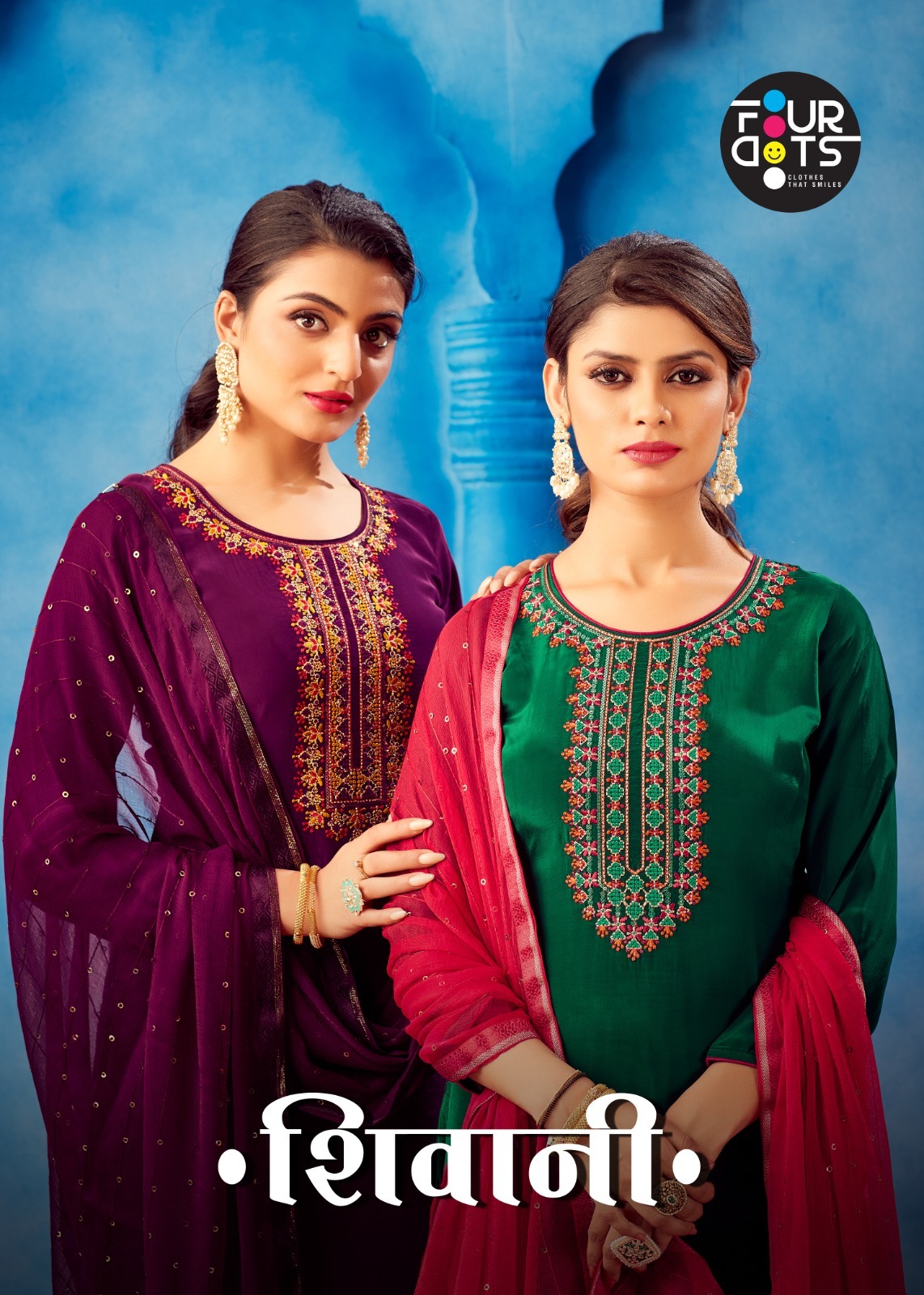 Fourdots Shivani Wholesale Pure Natural Crepe Work Dress Material