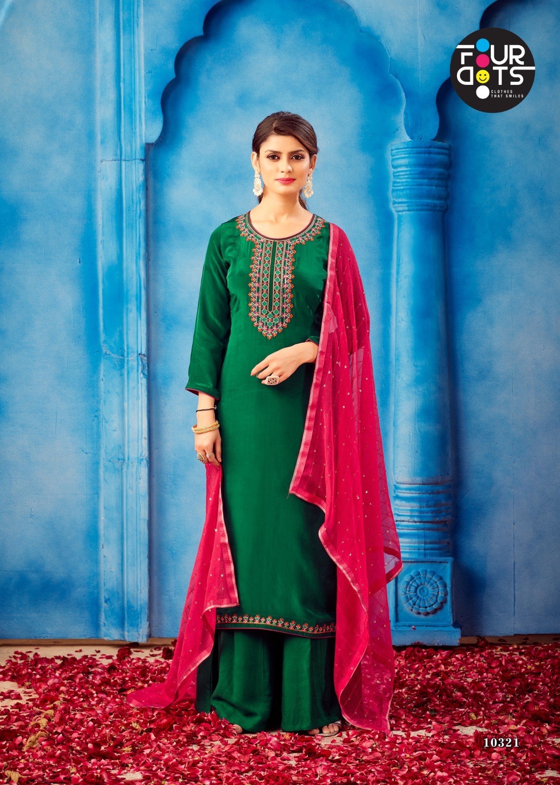 Fourdots Shivani Wholesale Pure Natural Crepe Work Dress Material