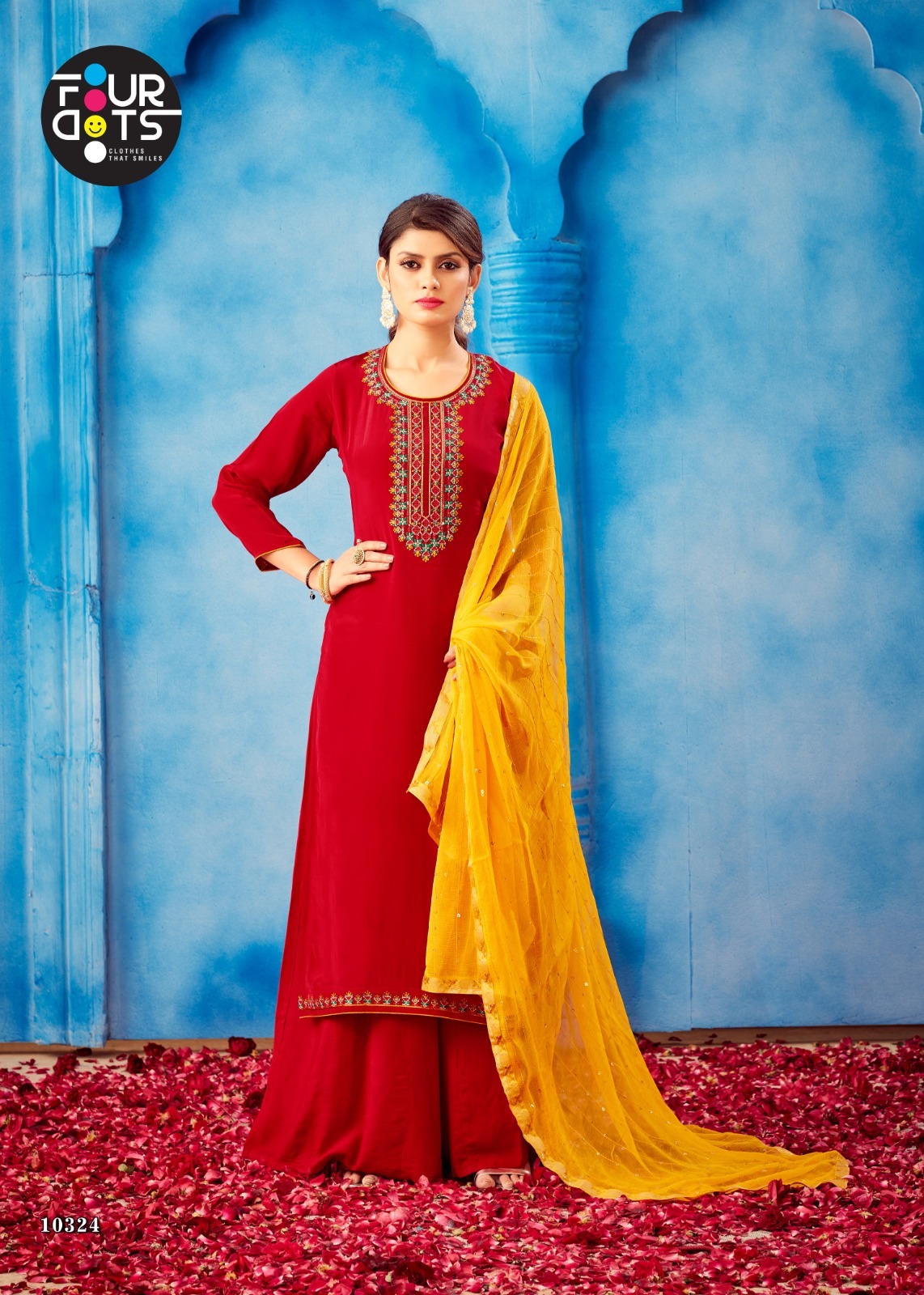 Fourdots Shivani Wholesale Pure Natural Crepe Work Dress Material