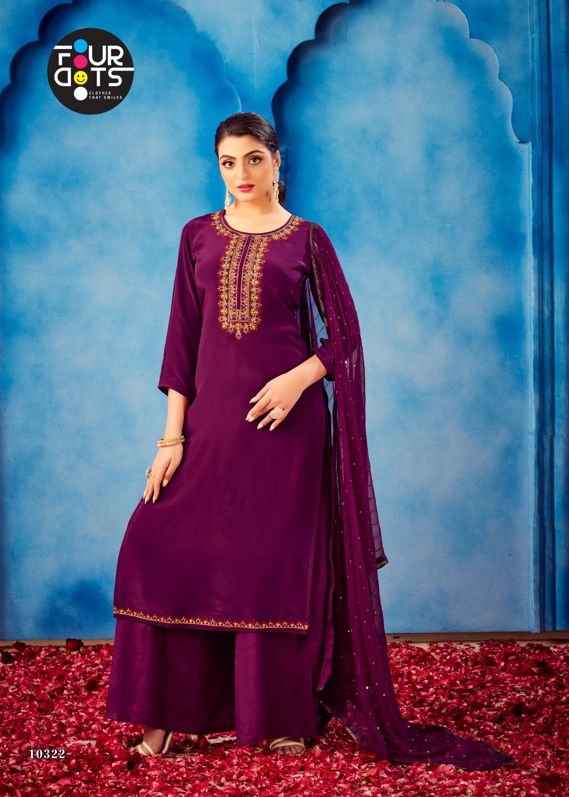 Fourdots Shivani Wholesale Pure Natural Crepe Work Dress Material