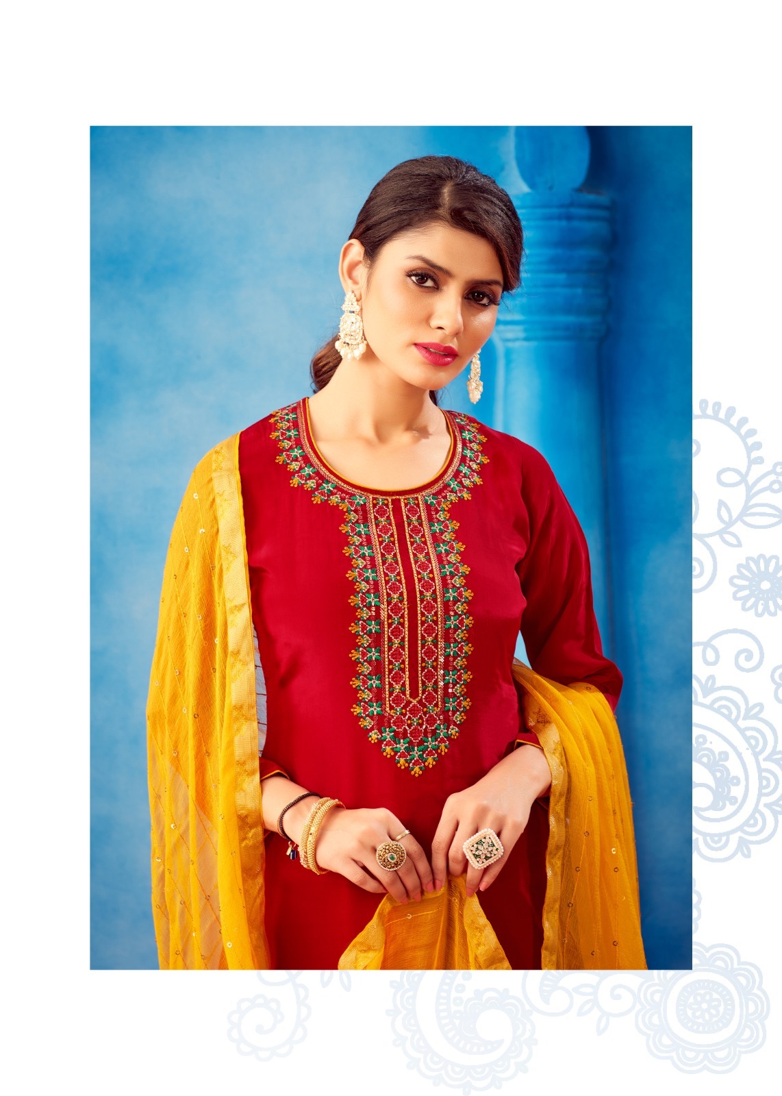 Fourdots Shivani Wholesale Pure Natural Crepe Work Dress Material