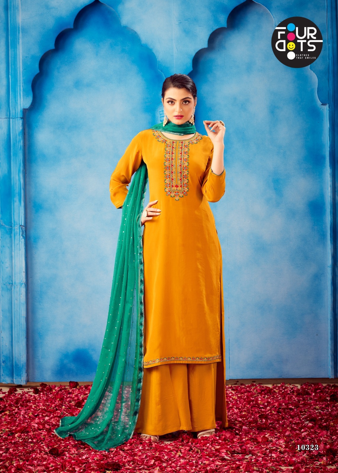 Fourdots Shivani Wholesale Pure Natural Crepe Work Dress Material