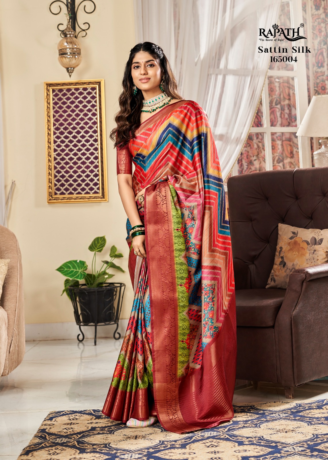 RAJPATH SUNHERI 165001-165008 SERIES FANTASTIC SATIN DIGITAL PRINT SAREES