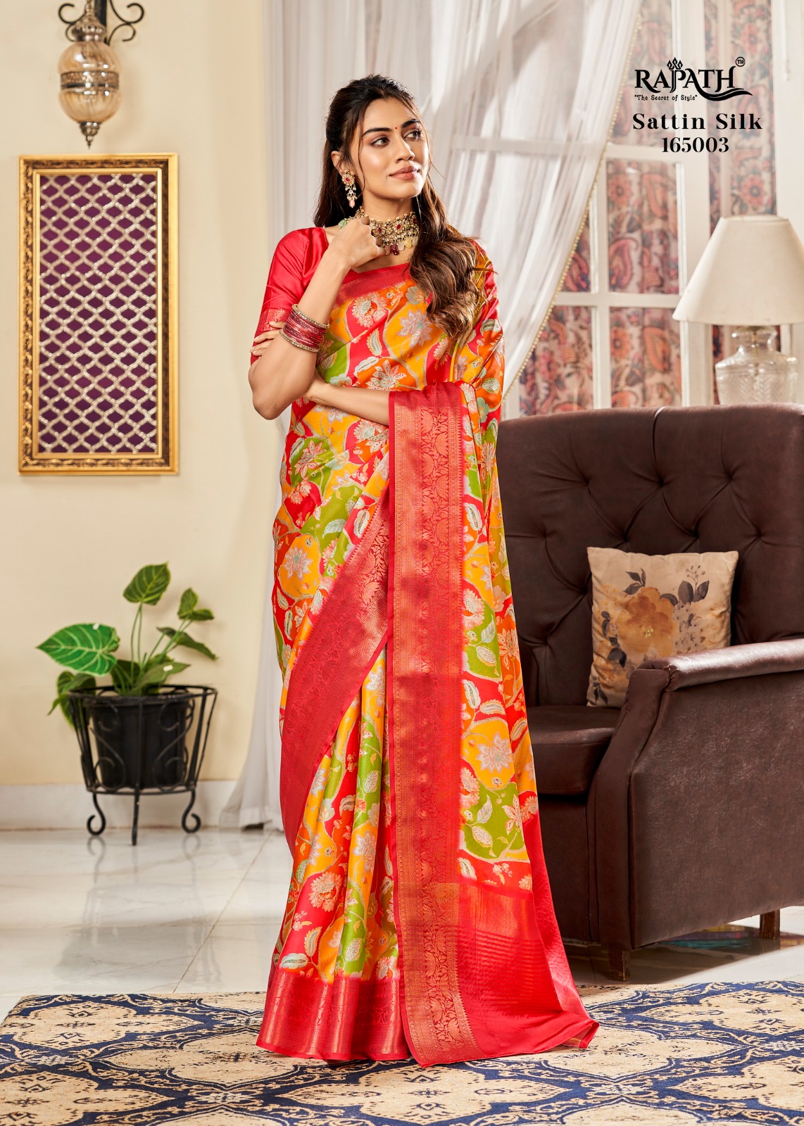RAJPATH SUNHERI 165001-165008 SERIES FANTASTIC SATIN DIGITAL PRINT SAREES