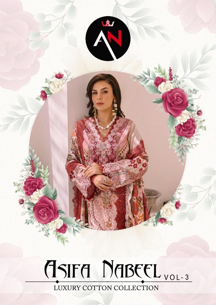 Asifa Nabeel Vol-3 Wholesale Luxury Cotton Karachi Style Dress Material