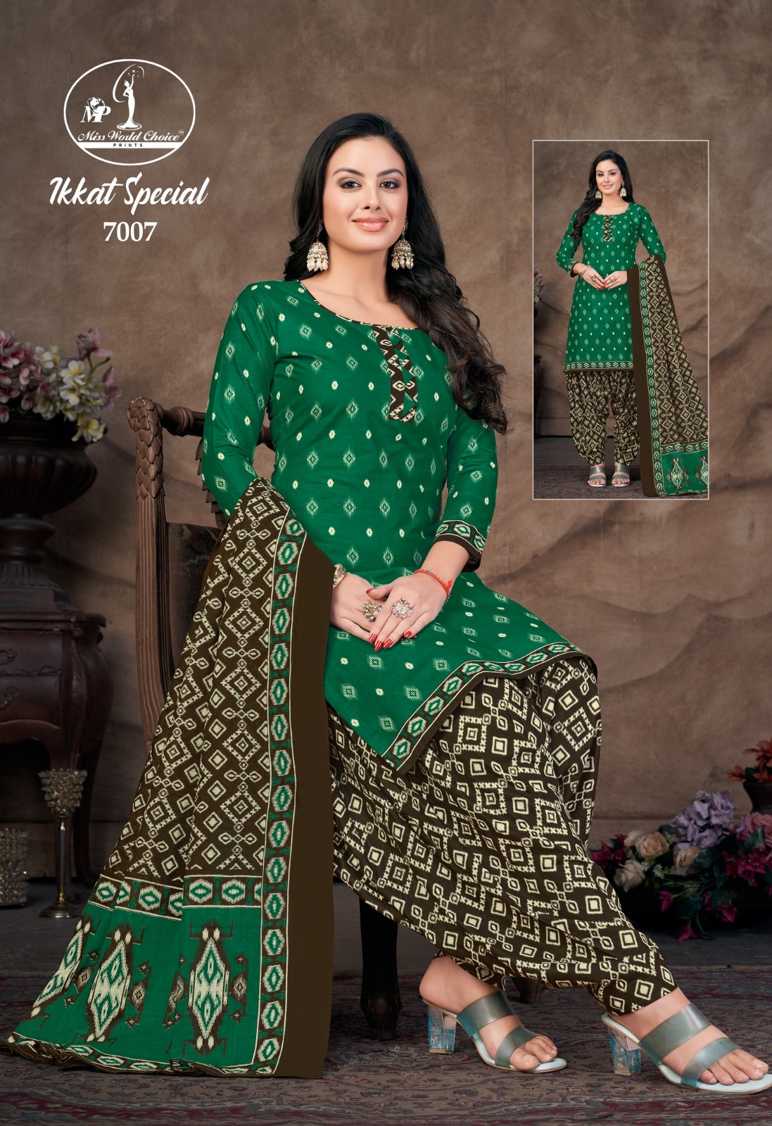 Miss World Ikkat Special Vol-7 Wholesale 160 Gram Poplin Cotton Dress Material