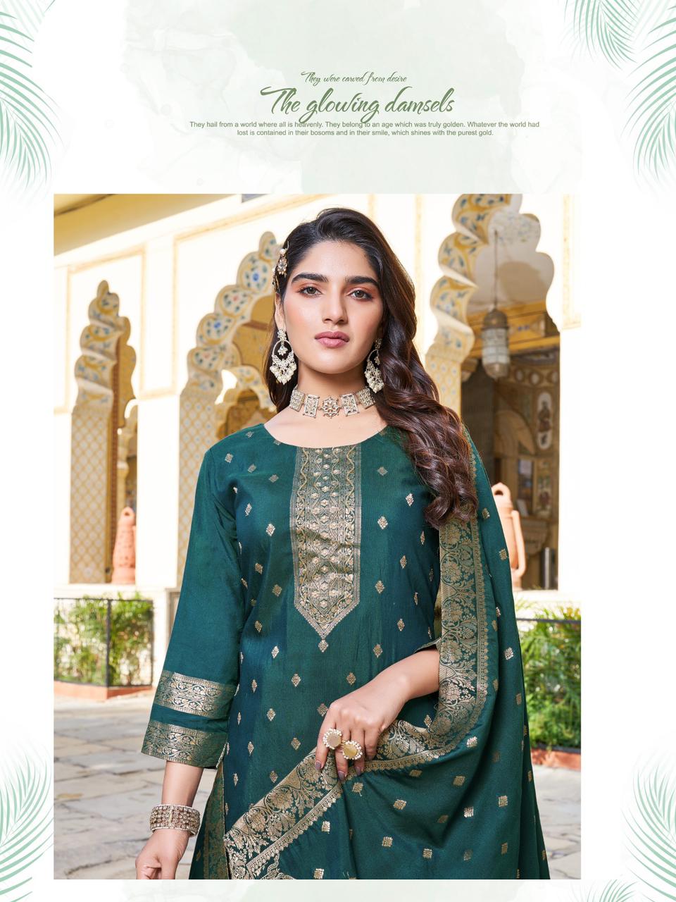 Ladies Flavours Blossom Wholesale Chanderi Dolla Fabrics Readymade Suits