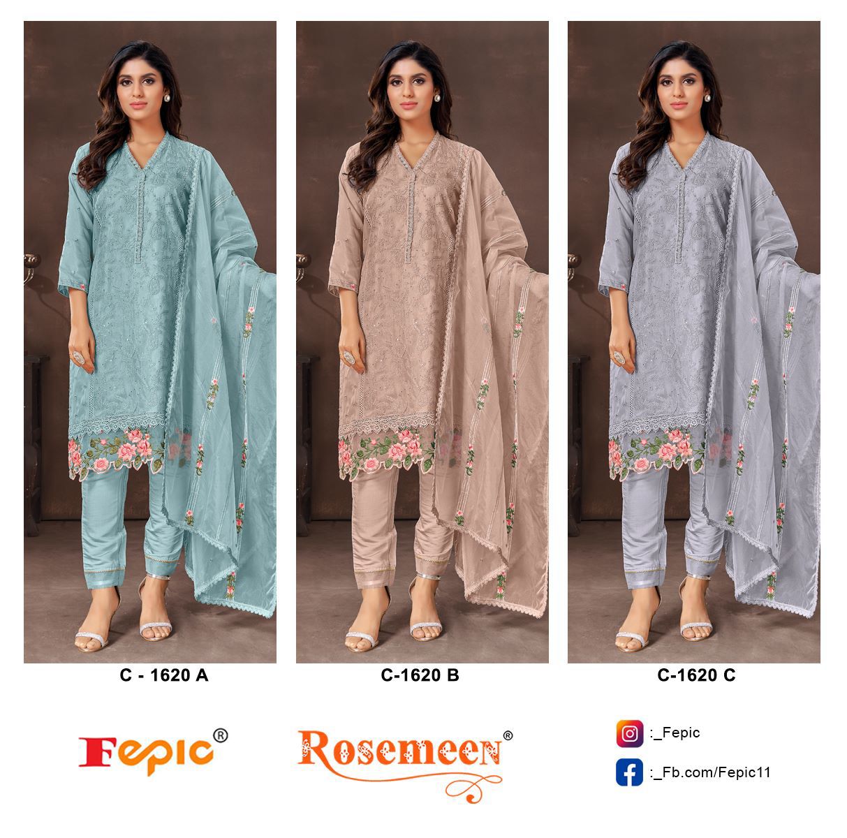 Fepic Rosemeen C-1620 Wholesale Pakistani Concept Pakistani Suits